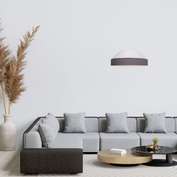 Runde Hängelampe Stoff Weiß Grau E27 Ø45 cm blendarm