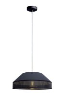 Schwarze Hängelampe blendarm Stoff wohnlich B:45 cm E27