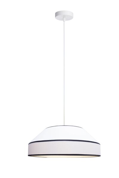 Suspension ronde en coton blanc E27 L:45 cm