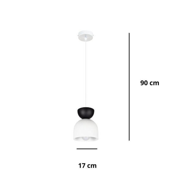 Hängeleuchte Weiß Schwarz Metall Ø17 cm Minimalistisch