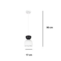 Suspension Blanc Noir Métal Ø17 cm Minimaliste