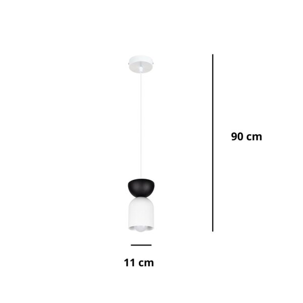 Minimalistische Hängelampe Weiß Schwarz E27 Ø11 cm rund