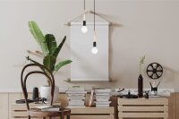Suspension bois métal noir E27 Ø14 cm...
