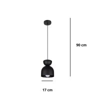 Lampe à suspendre ronde noire métal E27...
