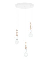 Suspension bois métal blanc E27 Ø30 cm rond...