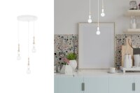 Suspension bois métal blanc E27 Ø30 cm rond...