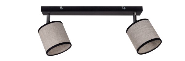 Beweglicher Deckenspot Stoff Schwarz Beige E14 L:55 cm