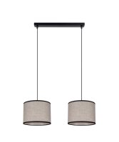 Longue lampe à suspendre Tissu Noir Beige E27 50...
