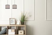 Longue lampe à suspendre Tissu Noir Beige E27 50...