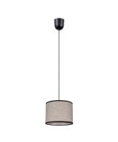 Lampe à suspendre ronde Tissu Noir Beige E27...