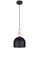 Suspension noire métal bois Ø17 cm E27...
