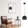 Suspension noire métal bois Ø17 cm E27 confortable