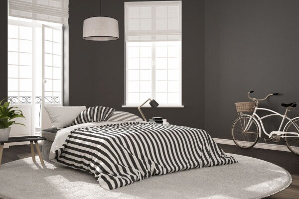 Stoff Hängelampe blendarm Schwarz Beige E27 Ø40 cm rund