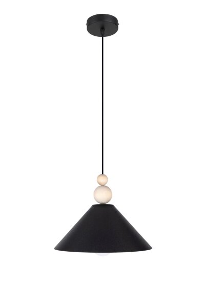 Suspension noire bois métal Ø26 cm E27 cosy
