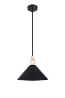 Suspension noire bois métal Ø26 cm E27 cosy