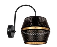 Stilvolle Wandleuchte Metall Schwarz Gold H:25 cm E27