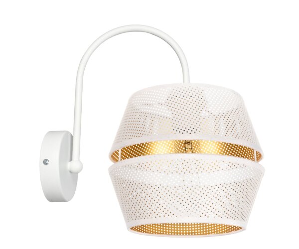 Stilvolle Wandleuchte Metall Weiß Gold H:25 cm E27