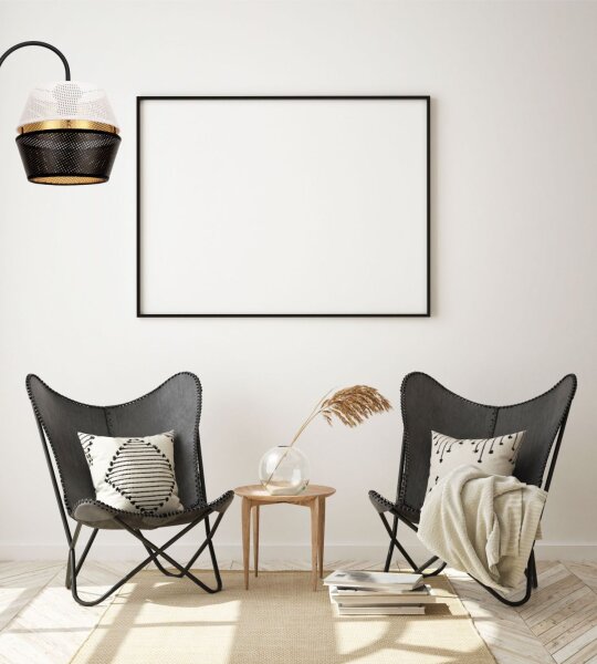Elegante Wandlampe Metall Schwarz Weiß Gold H:25 cm E27