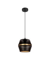Elegante H&auml;ngelampe Metall Schwarz Gold E27...