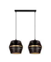 H&auml;ngelampe Metall Schwarz Gold E27 50 cm lang 2-flammig