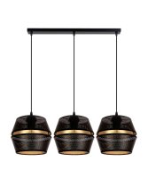 H&auml;ngelampe Metall Schwarz Gold E27 70 cm lang 3-flammig