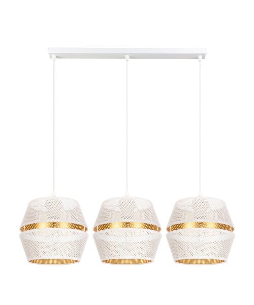 Pendelleuchte Metall Weiß Gold E27 70 cm lang 3-flammig