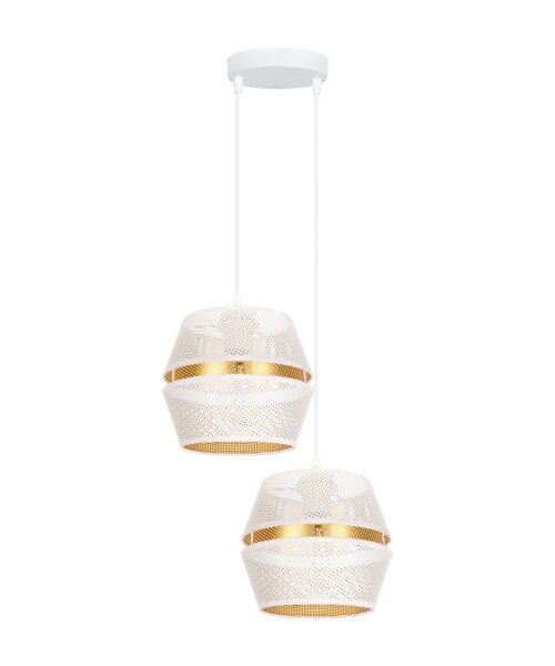 Pendelleuchte Weiß Gold Metall 2-flammig B:40 cm E27