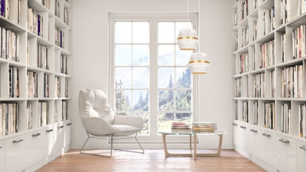 Pendelleuchte Weiß Gold Metall 2-flammig B:40 cm E27