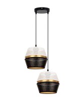 H&auml;ngelampe Schwarz Wei&szlig; Gold Metall 2-flmg...