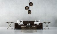 Runde Hängelampe Schwarz Gold Metall B:45 cm E27 3-flmg