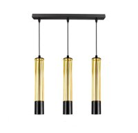 Suspension m&eacute;tal GU10 L:55 cm noir or 3-flmg