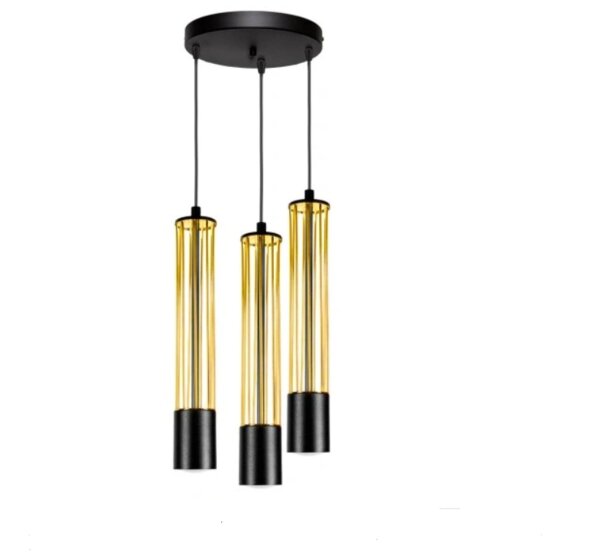 Hängeleuchte Metall GU10 Ø35 cm Schwarz Gold 3-flammig