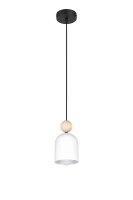 Lampe à suspendre en métal et bois E27...