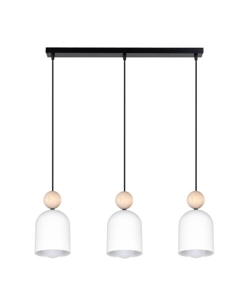 Lampe à suspendre chaleureuse Noir Blanc Métal Bois E27 66 cm