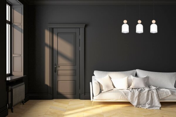 Lampe à suspendre chaleureuse Noir Blanc Métal Bois E27 66 cm