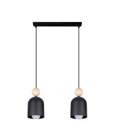Accueillant luminaire suspendu Noir Métal Bois E27...