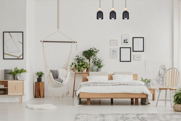 Accueillante lampe à suspendre Noir Métal Bois E27 66 cm