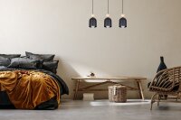 Gemütliche Hängeleuchte Schwarz Metall Holz E27...