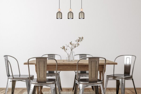 Suspension chaleureuse Champagne Métal Bois 3-flmg