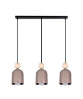 Wohnliche Pendelleuchte Champagner Metall Holz 3-flmg