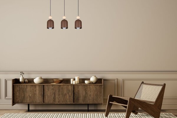 Gemütliche Hängeleuchte Rostbraun Metall Holz E27 66 cm