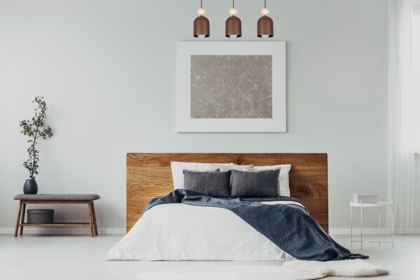 Gemütliche Hängeleuchte Rostbraun Metall Holz E27 66 cm