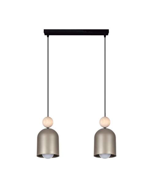 Gemütliche Hängelampe Champagner Metall Holz E27 46 cm