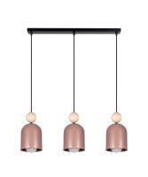Pendelleuchte Pink Metall Holz 3-flammig E27 66 cm lang