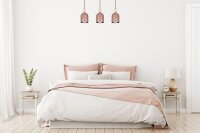 Pendelleuchte Pink Metall Holz 3-flammig E27 66 cm lang