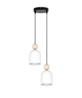 Suspension ronde Blanc Métal Bois 2flmg E27...