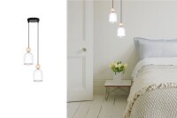 Suspension ronde Blanc Métal Bois 2flmg E27...