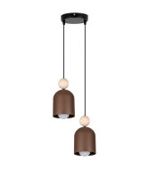 Lampe à suspendre brun rouille métal bois...