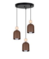 Hängelampe Rostbraun Metall Holz 3-flmg E27...