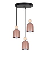Runde Pendelleuchte Pink Metall Holz 3-flmg E27...
